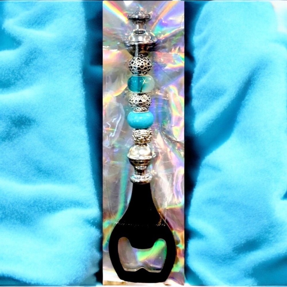 Bottle Opener Elegant Silver and Blue - Picture 2 of 5